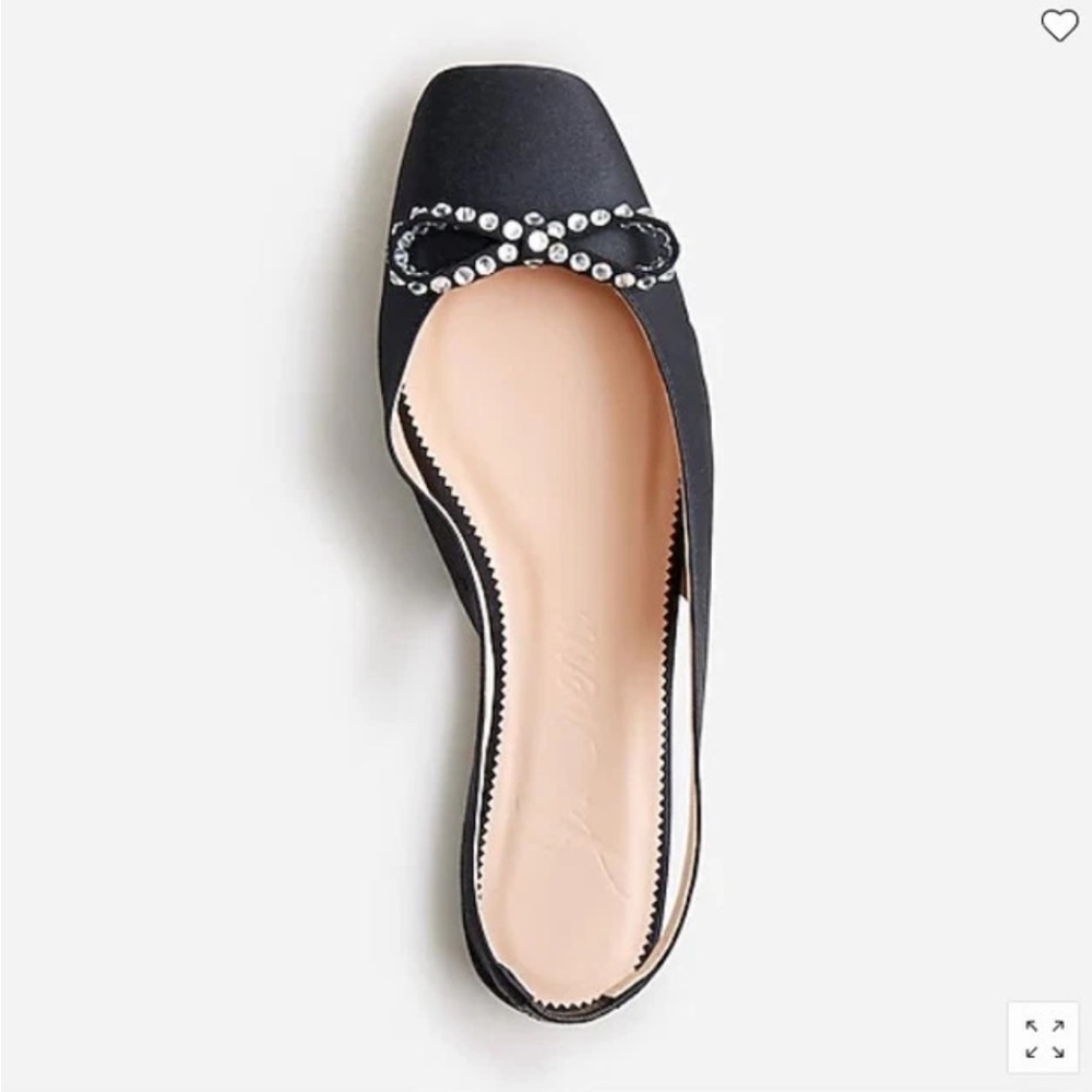 BALLET FLAT WITH CRYSTAL BOW SLINGBACKS - J CREW - STILL IN BOX
